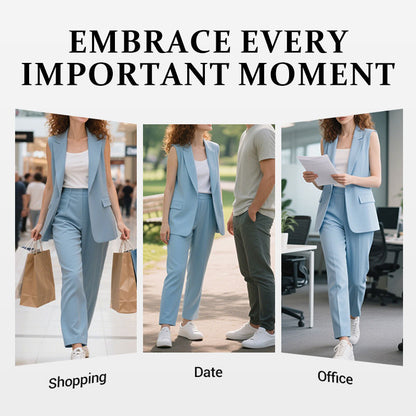 🌸💖 Women’s Stylish Sleeveless Blazer & High-Waisted Pants Set