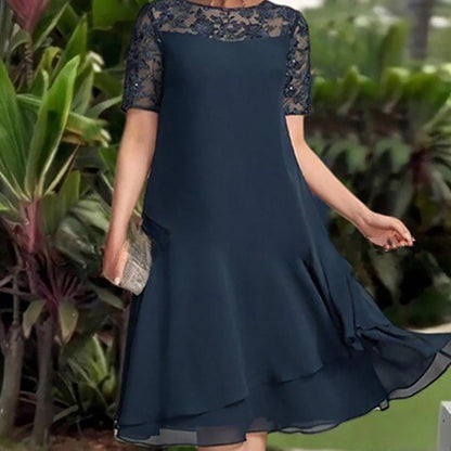 Women's Layered Mesh A-Line Midi Dress