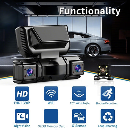 Dash Cam para Auto de 4 Canales con WiFi y Visión Nocturna