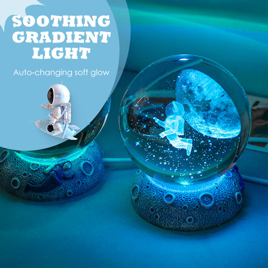 Lámpara nocturna luminosa con bola de cristal y base de resina