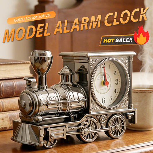 Reloj despertador con modelo de locomotora retro